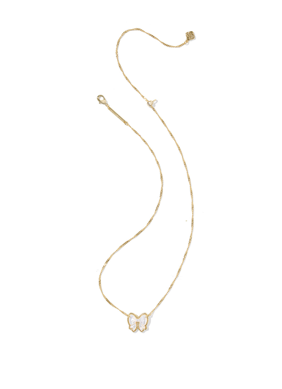 Haley Bow Pendant Necklace Gold Ivory