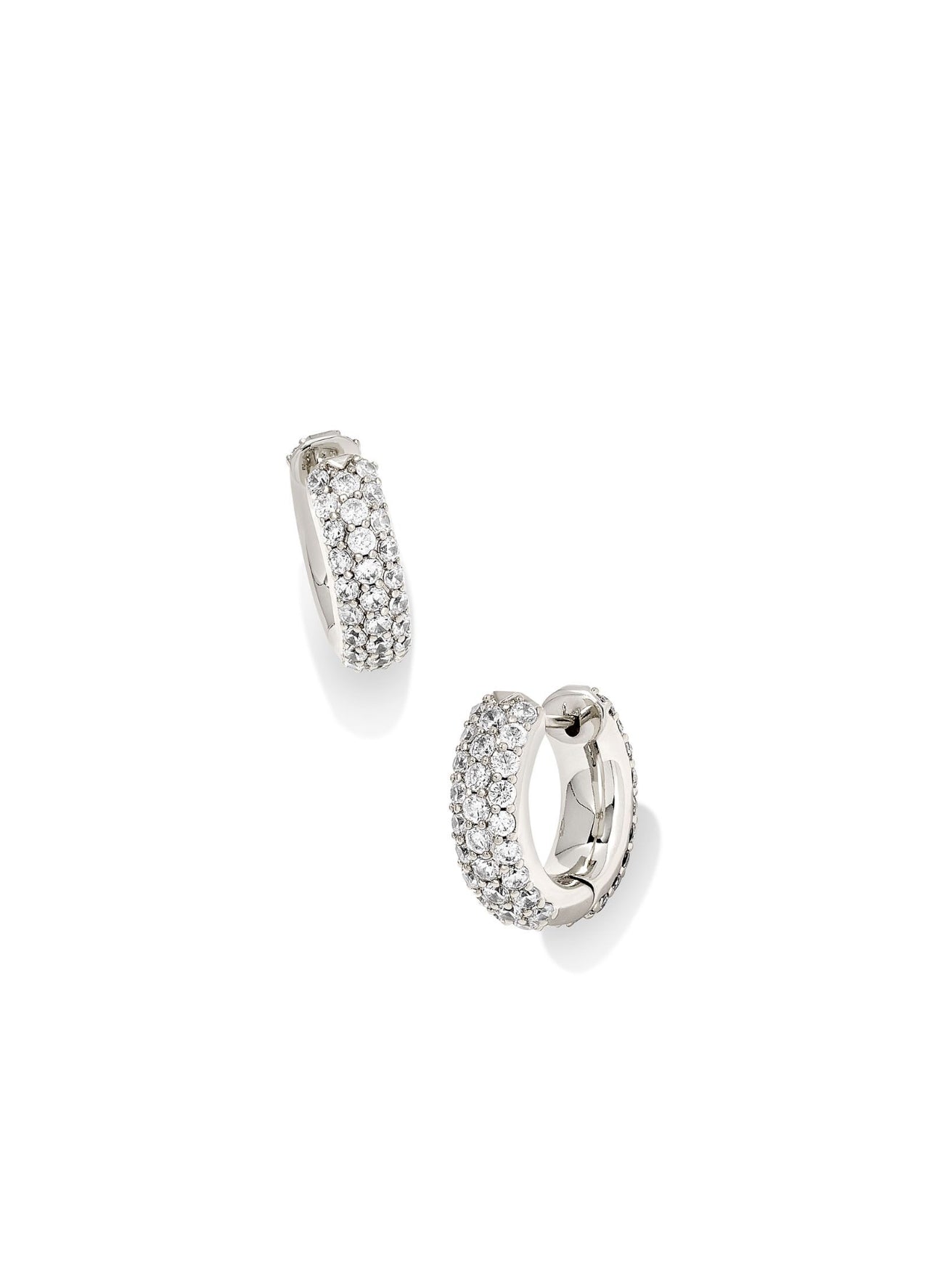Mikki Pave Huggie Earrings Silver