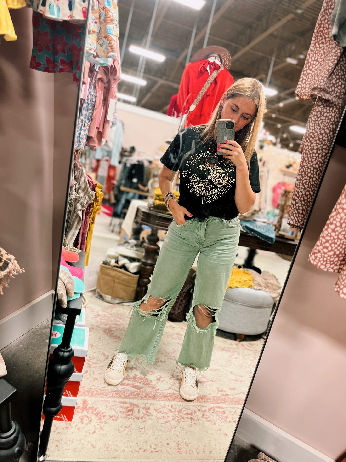 VERVET OLIVE WASH 90’s FLARE CROP JEAN