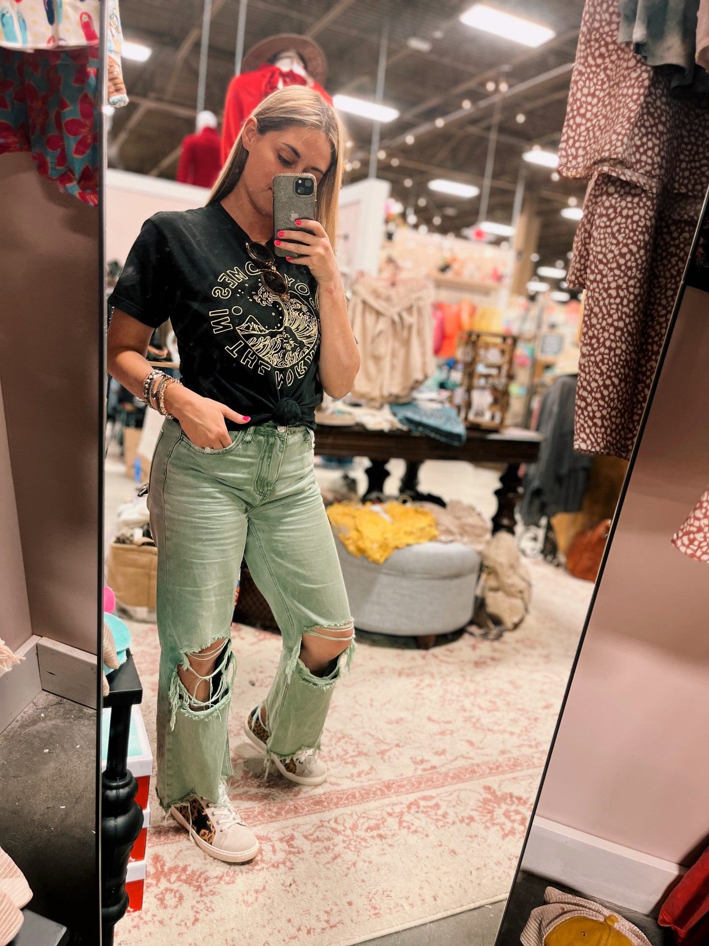 VERVET OLIVE WASH 90’s FLARE CROP JEAN