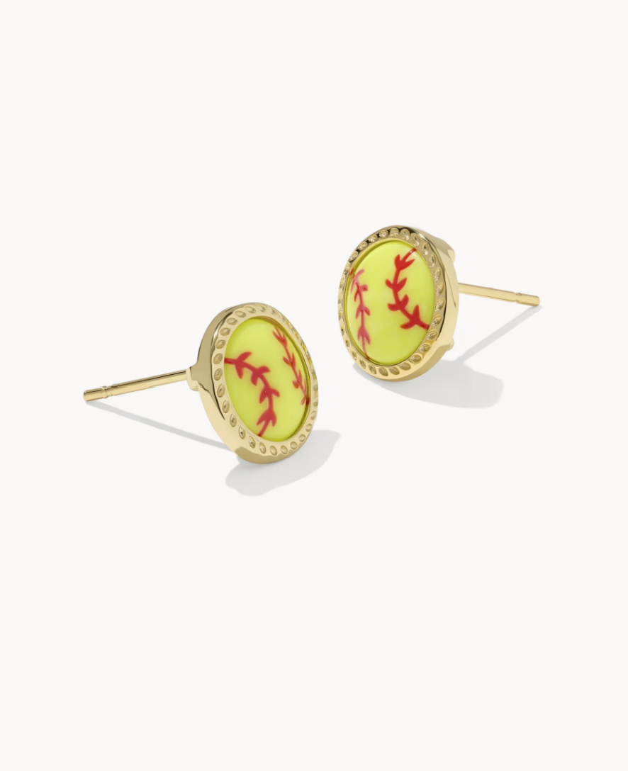 Softball Stud Earrings Gold