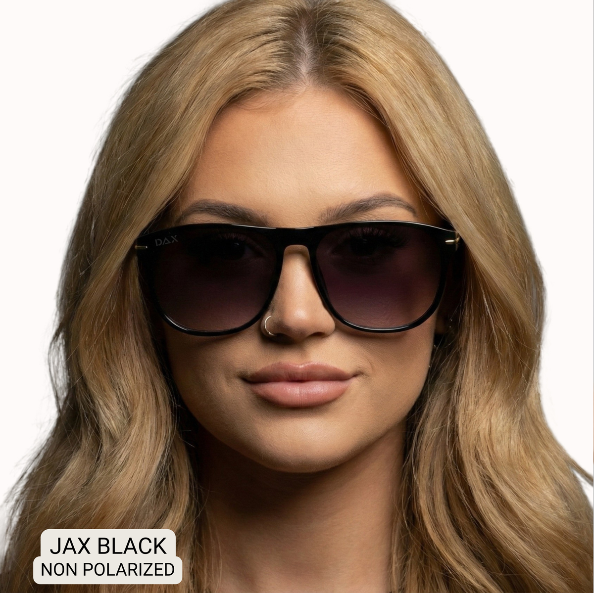 Jax Women's Medium Square Sunglasses in Black