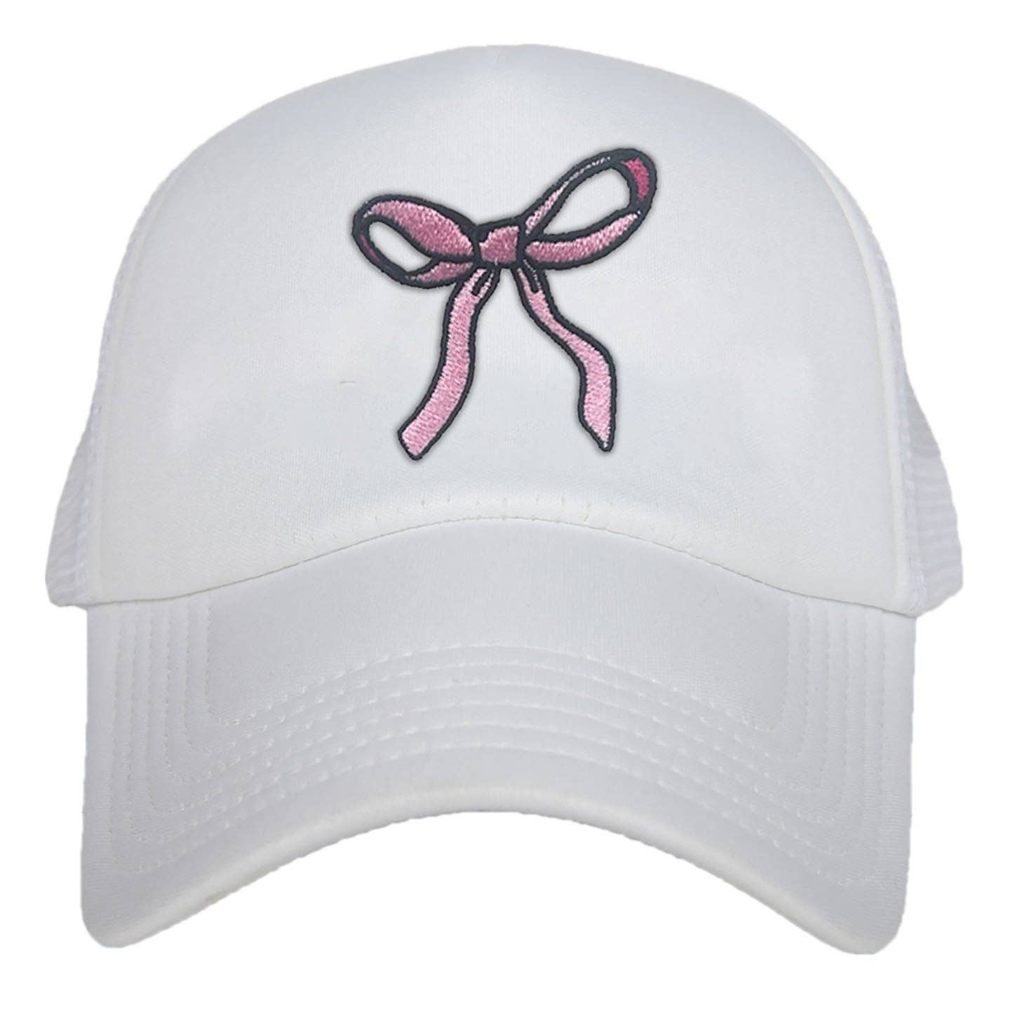 Coquette Pink Embroidered Bow Trucker Hat