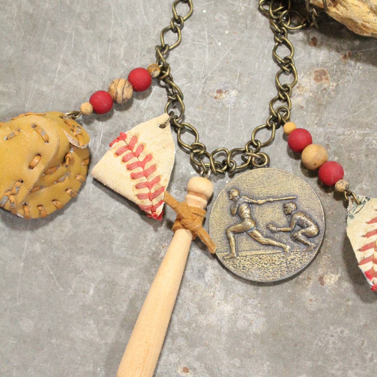 Take Me Out To The Ballgame Vintage Charming Necklace
