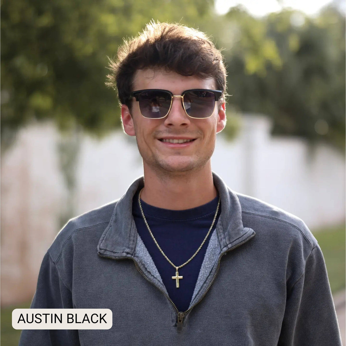 Austin Polarized Square Sunglasses in Black