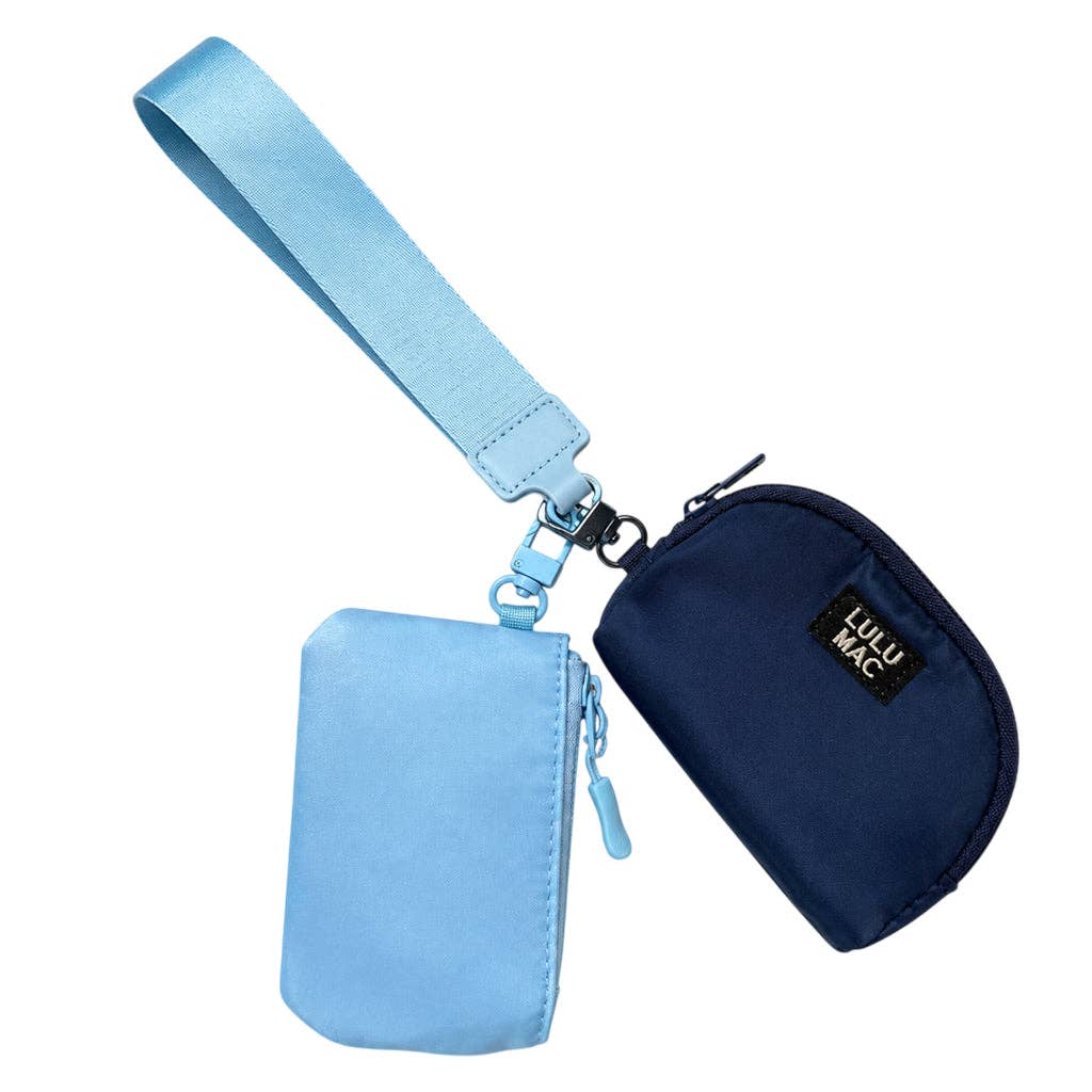 DP-8162 Light Blue/Navy Lulu Mac Double Pouch Wristlets