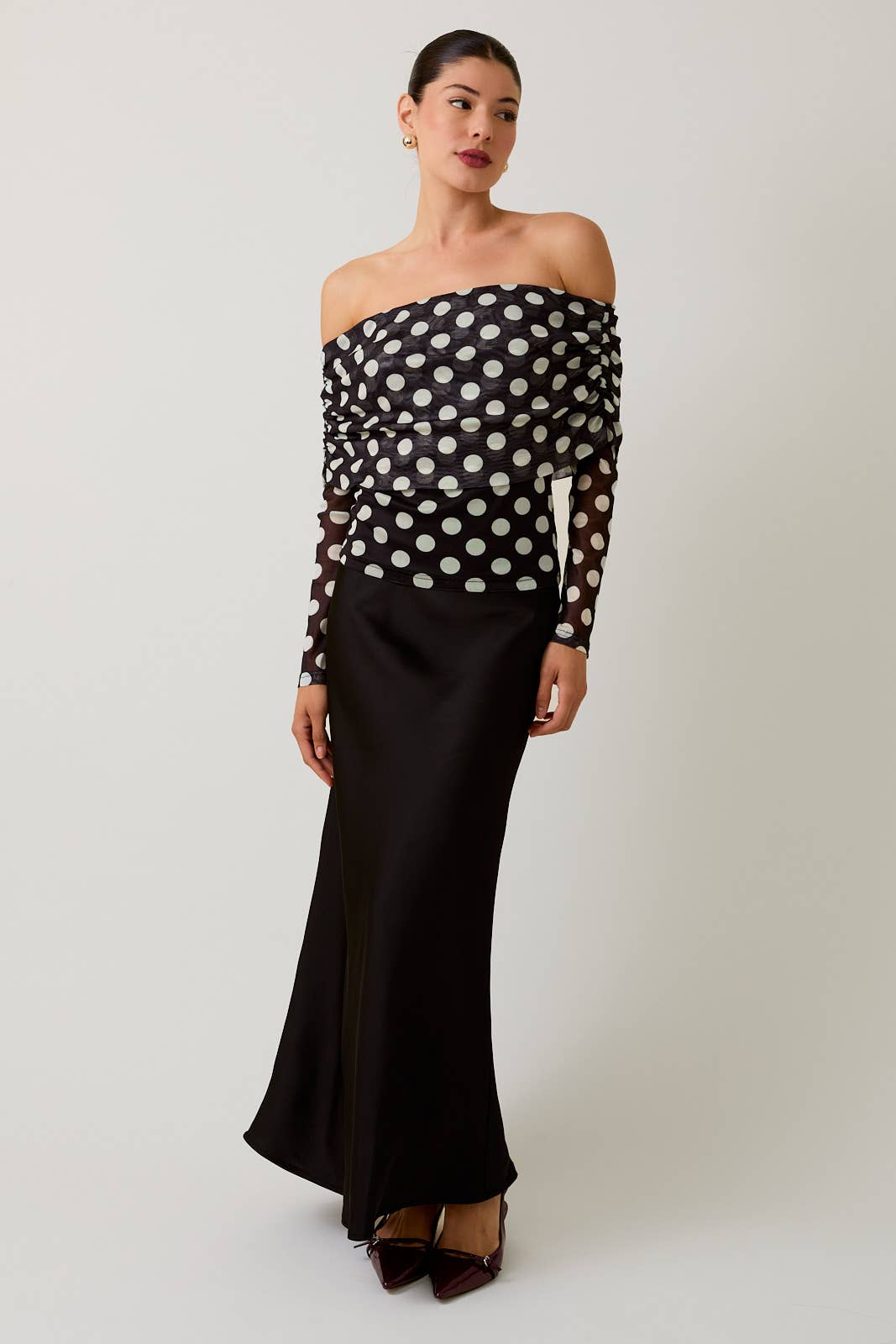 Black Satin Midi Skirt