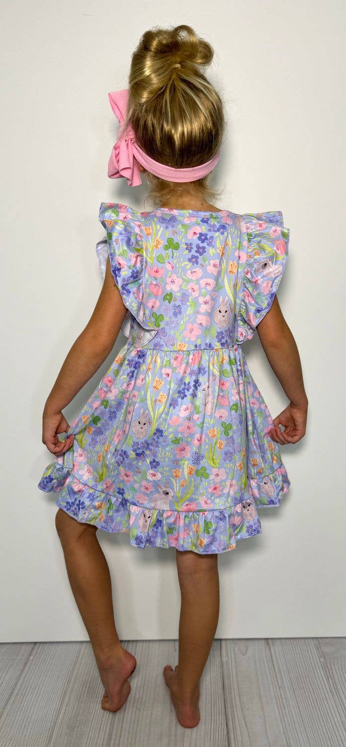 Periwinkle Bunny Garden Girls Dress Easter
