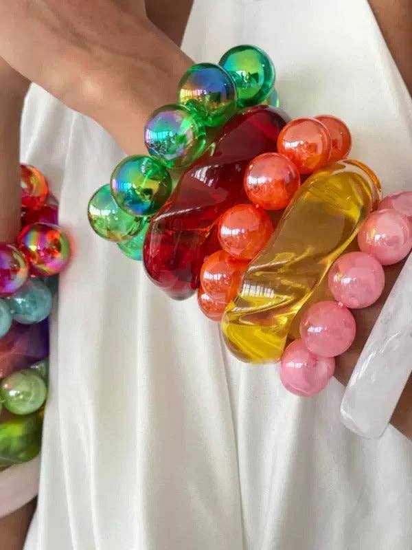 Orange Holographic Bead Resin Bangle