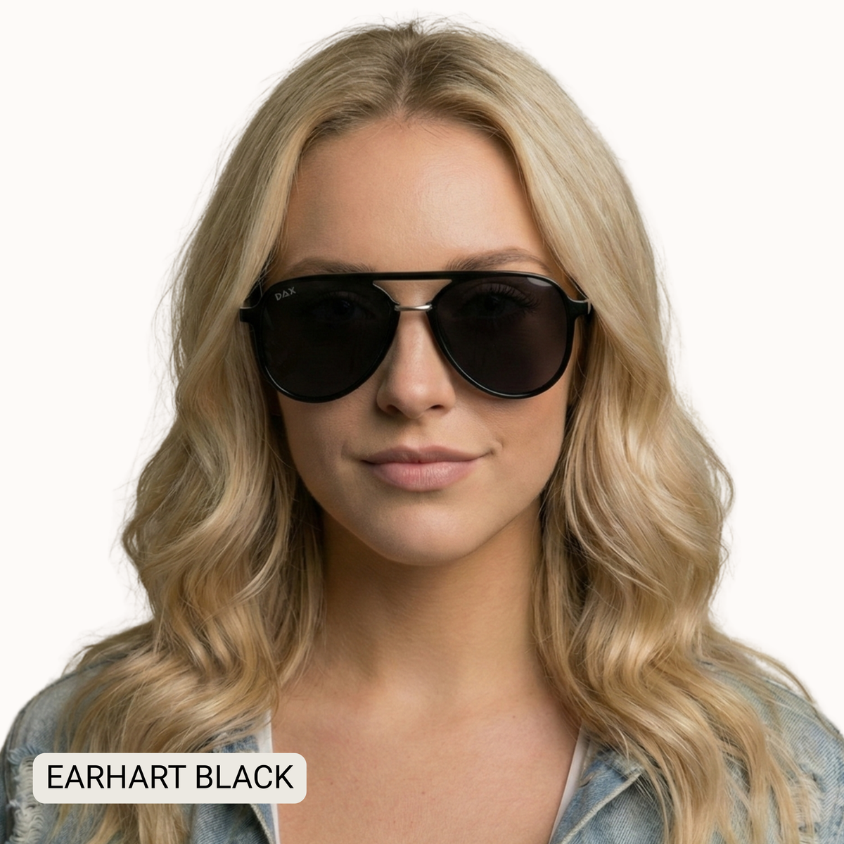 Earhart Womenโs Aviator Polarized Sunglasses in Black
