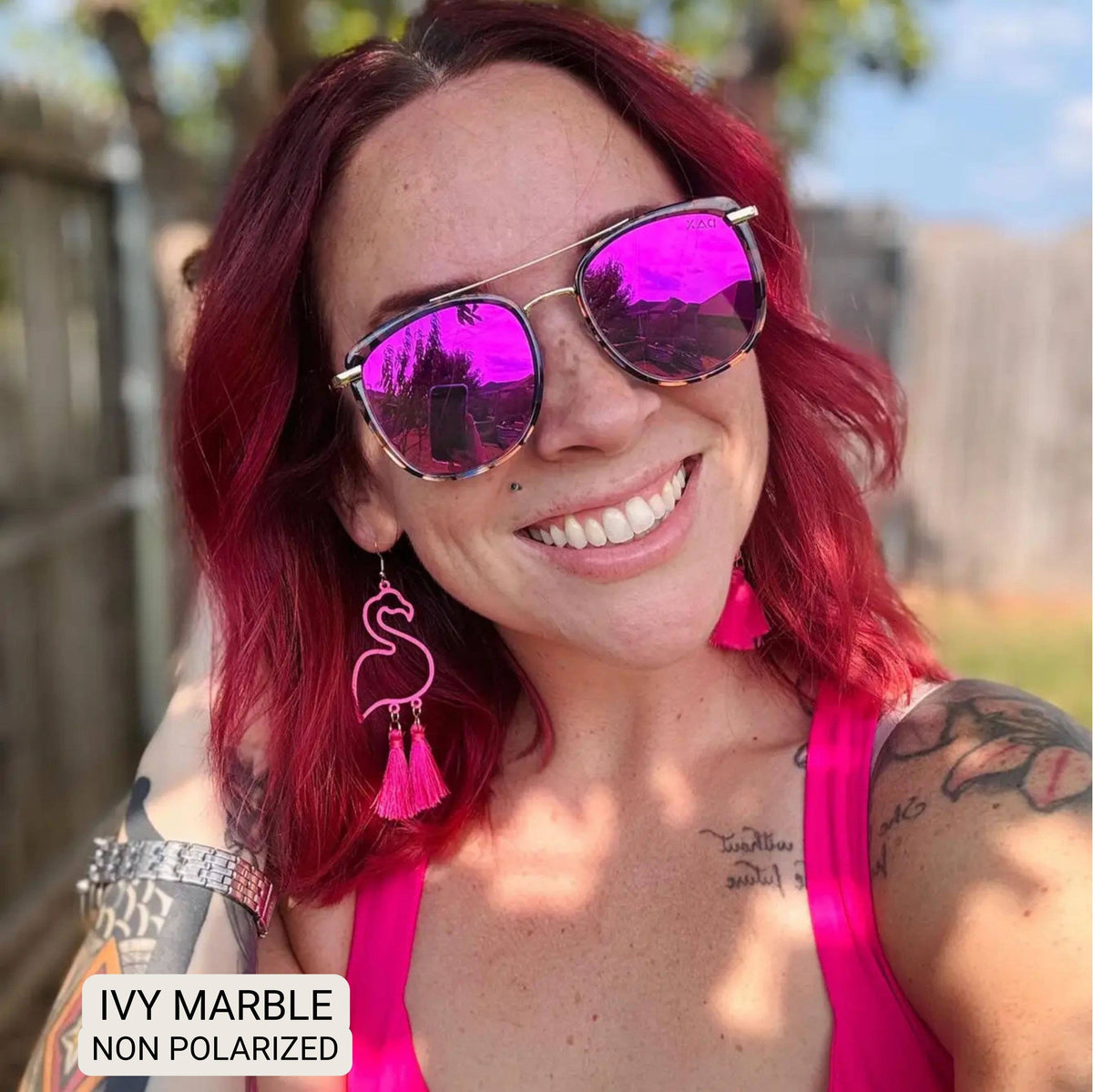 Ivy Women's Oversized Square Sunglasses in Marble