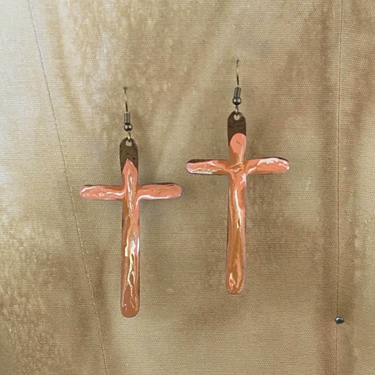 REtiqued Swirl Cross Earrings