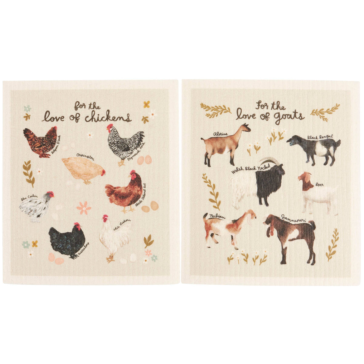Love Of Goats Swedish Dishcloth Set
