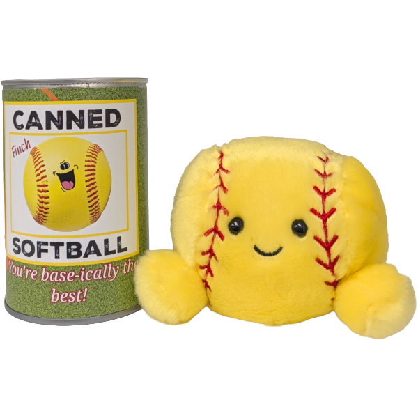 Canned Softball | Stuffed Sports Plush in a Can w/Jokes: Foil Lid