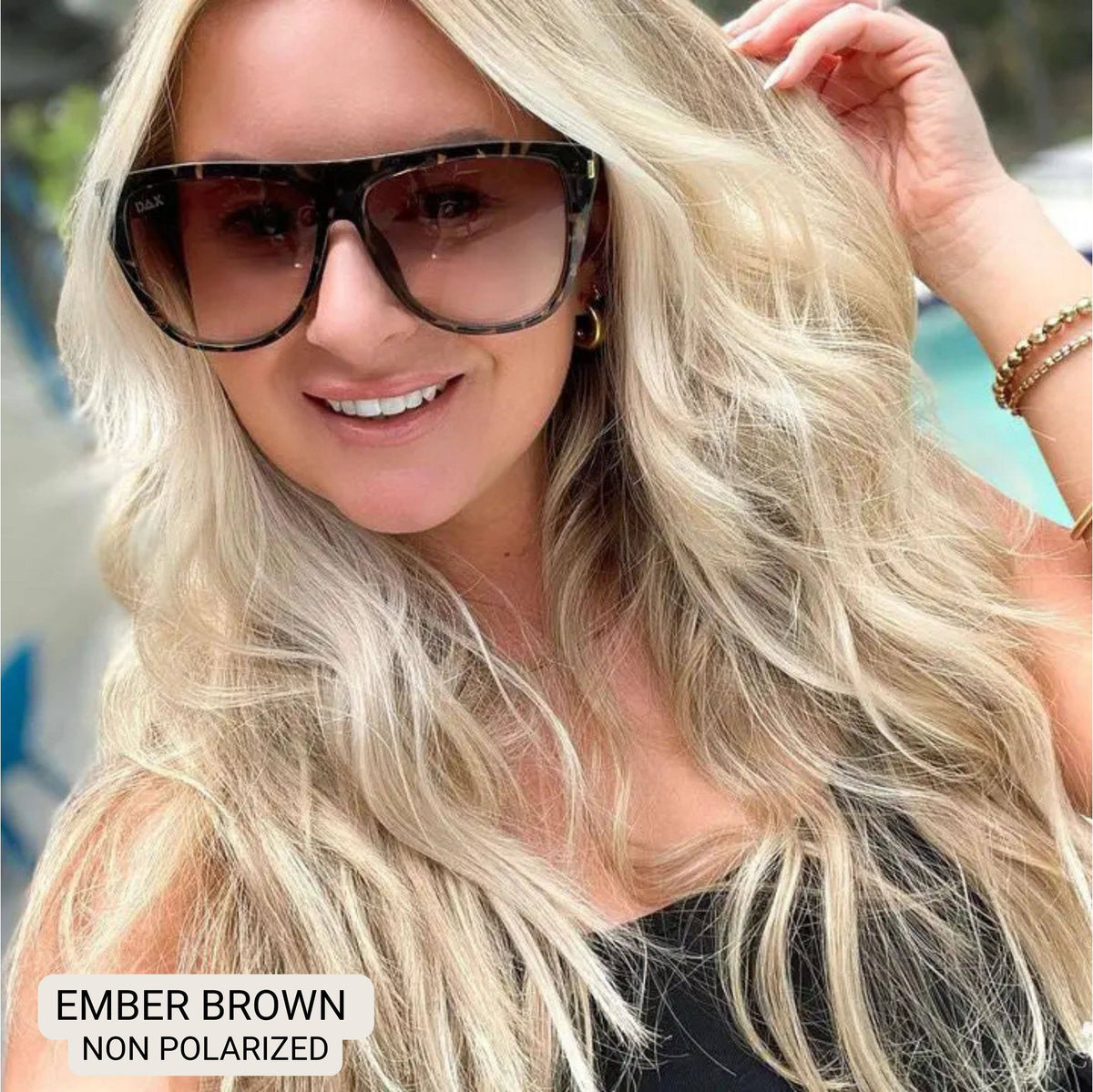 Ember Woman's Oversized Square Sunglasses in Brown
