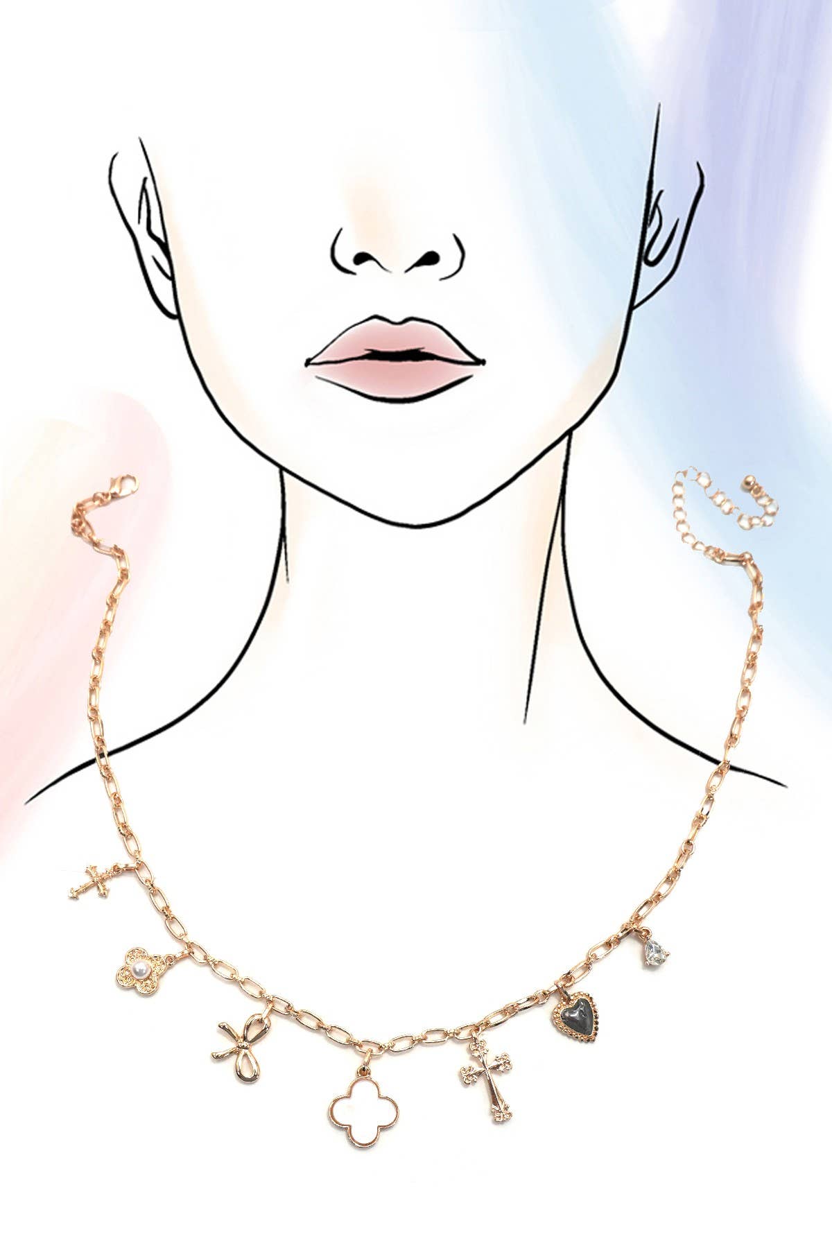 Gold Single Chain Charm Necklace
