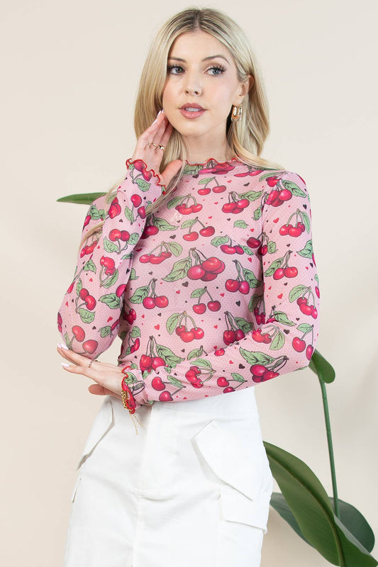 Love You Cherry Much Sheer Top