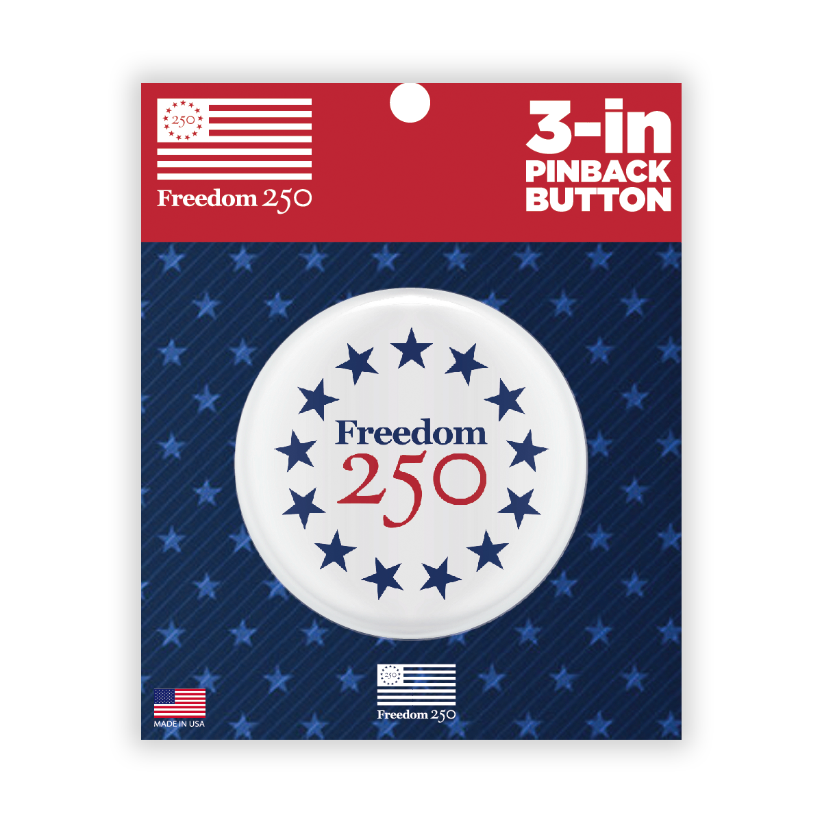Freedom 250 Icon 3" Button, White