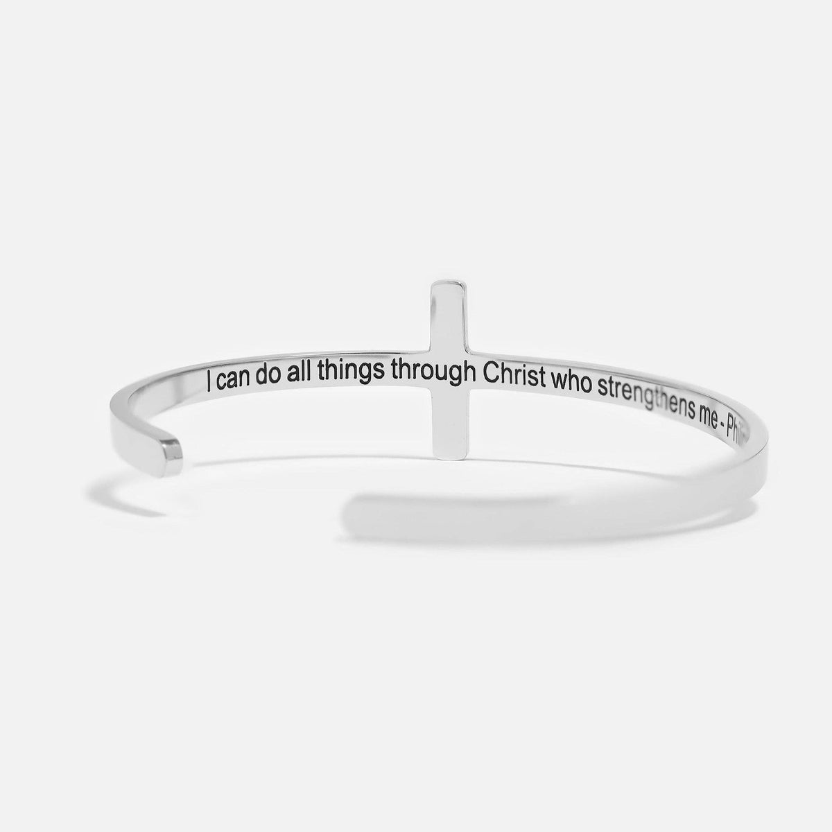 Cross Bracelet with Christian Scripture Philippians 4:13: Gold