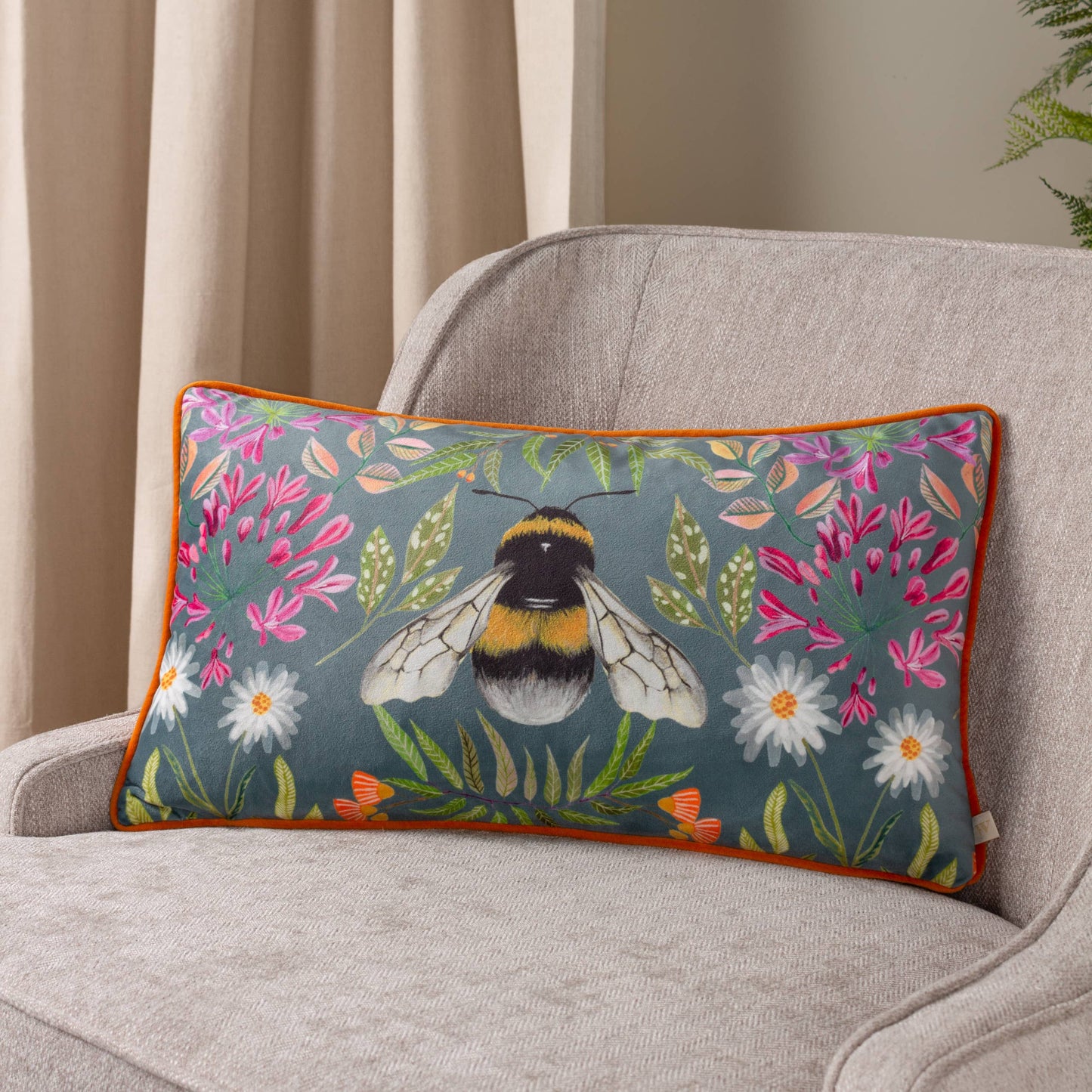 House of Bloom Zinnia Bee Lumbar Pillow