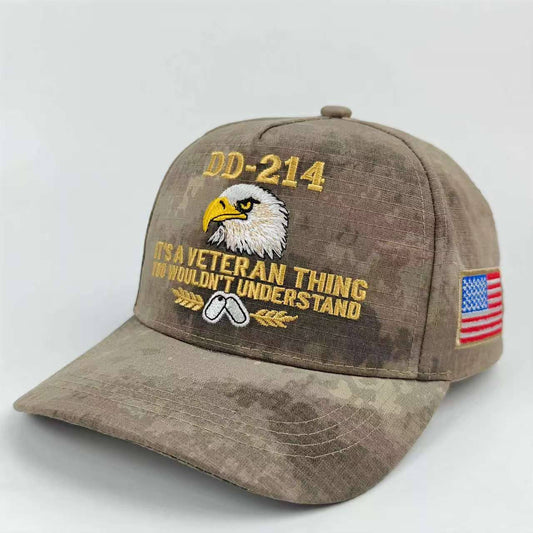 250th Anniv DD-214 Khaki Camo Embroidered Baseball Cap