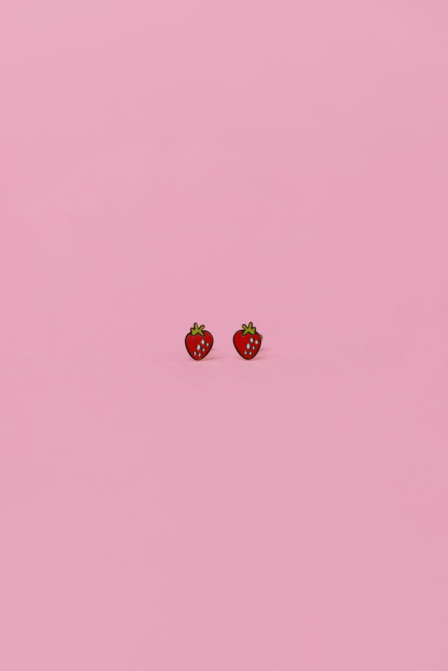 Strawberry Enamel Flat Back Kids Earrings