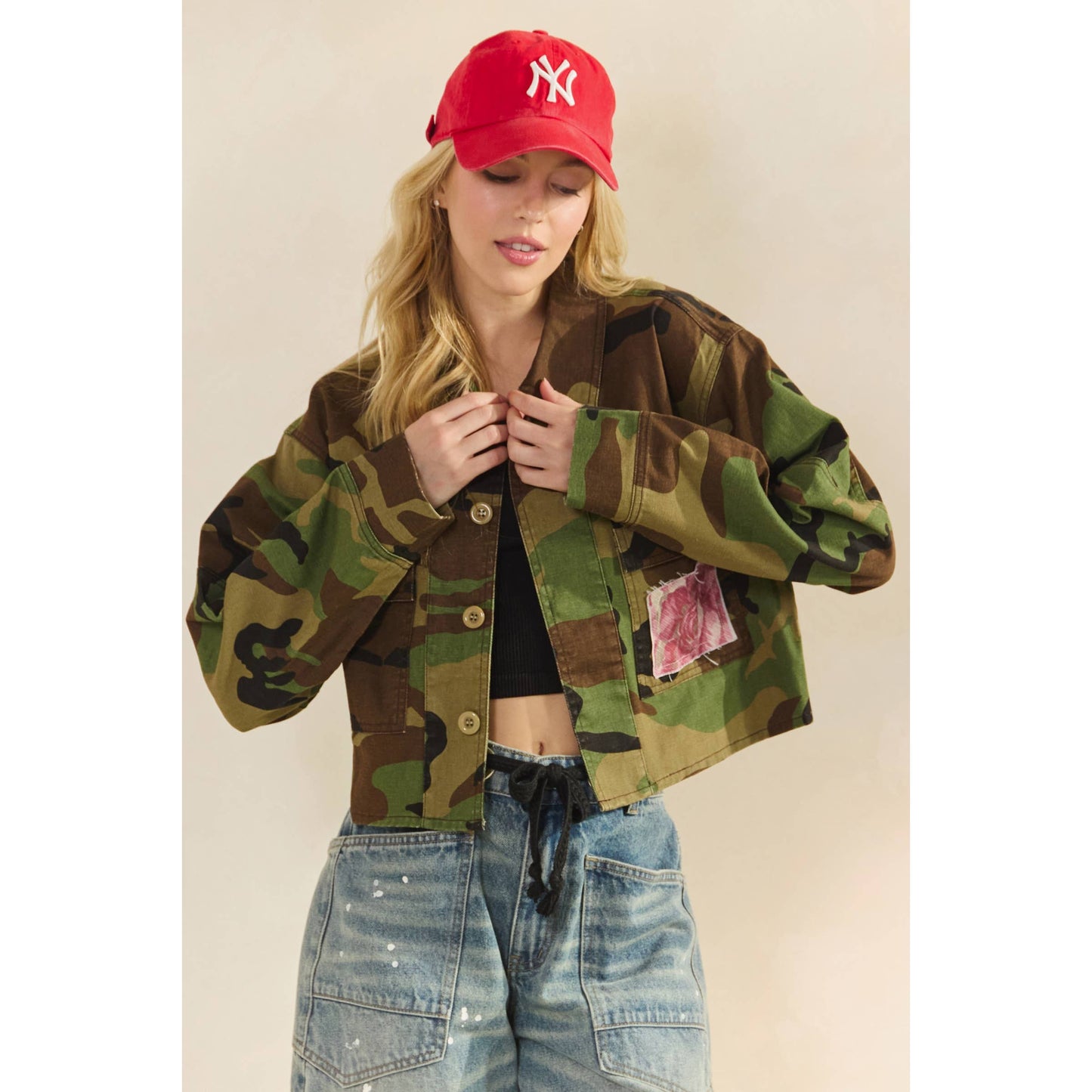 Camo Floral Contrast Jacket