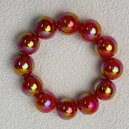 Magenta Holographic Bead Resin Bangle