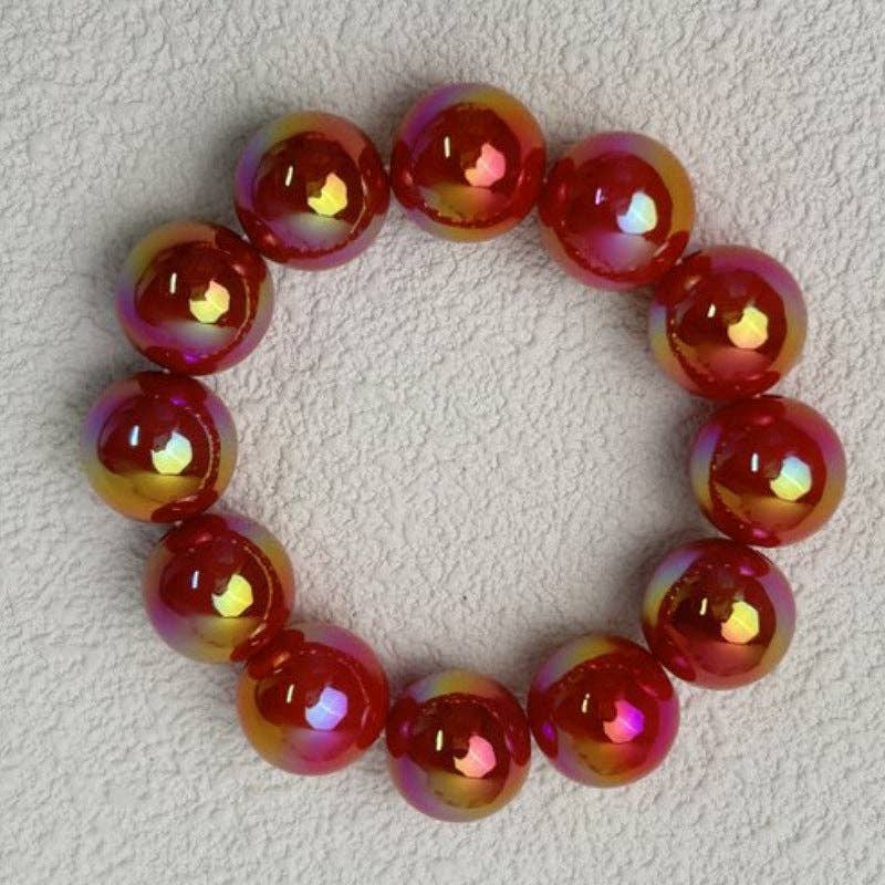 Colorful Holographic Bead Resin Bangle Dopamine N6A225: B01