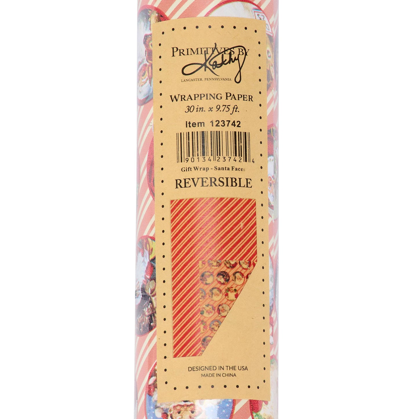 Retro Santa Faces Gift Wrap