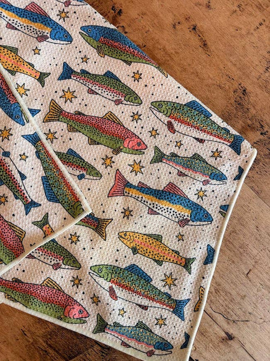 River Trout Kitchen Tea Towel Quick Dry
