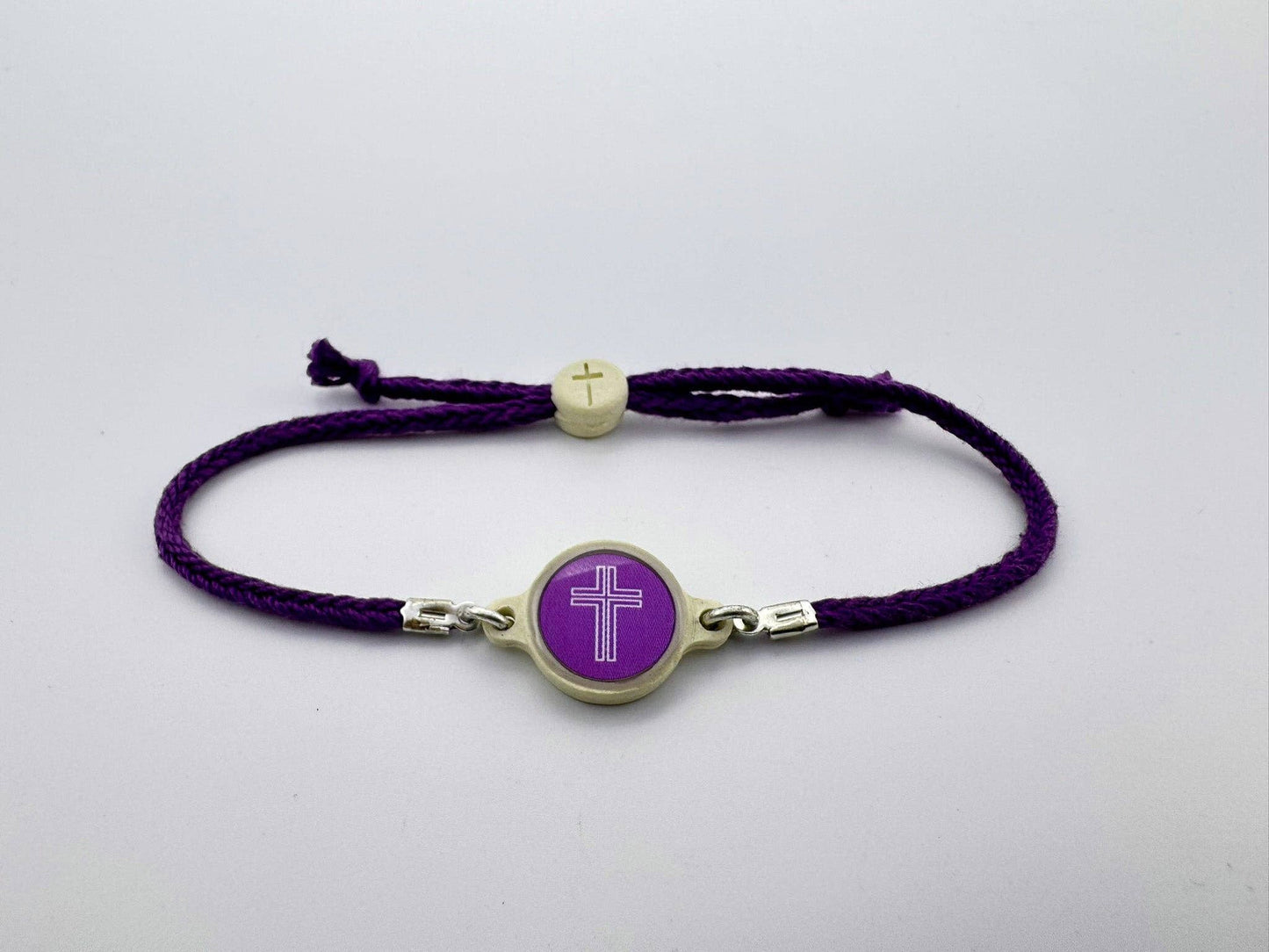 Tap To Pray™ - Survivor Series Handmade Bracelets: Amethyst + Cross