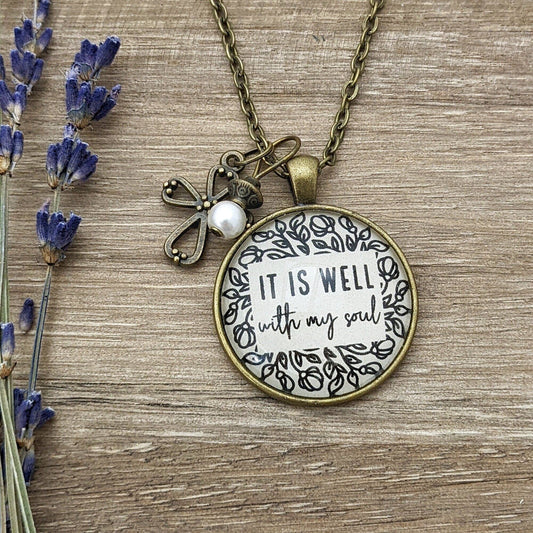 It is Well With my Soul Glass Pendant Necklace