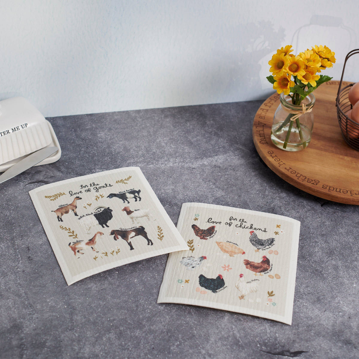 Love Of Goats Swedish Dishcloth Set