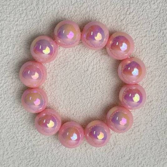 Pink Holographic Bead Resin Bangle