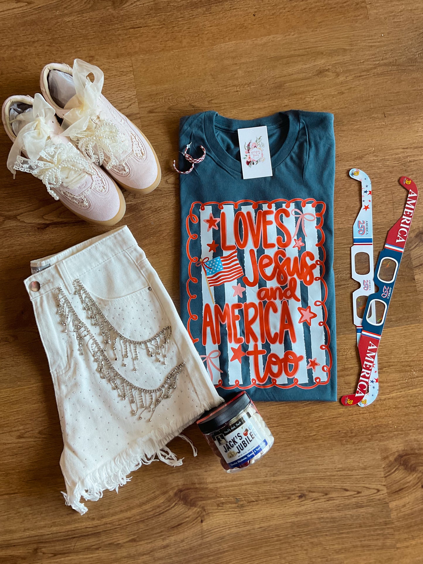 Loves Jesus and America Too Tee