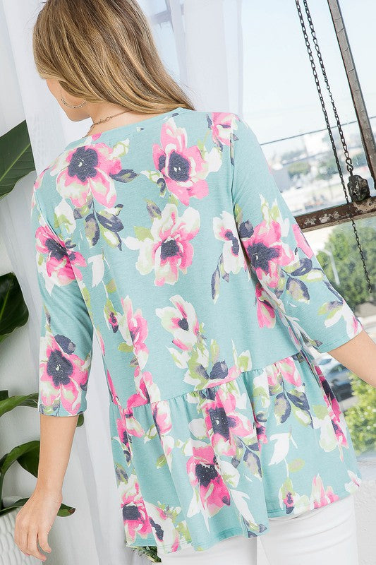 PLUS FLORAL BABYDOLL TUNIC TOP