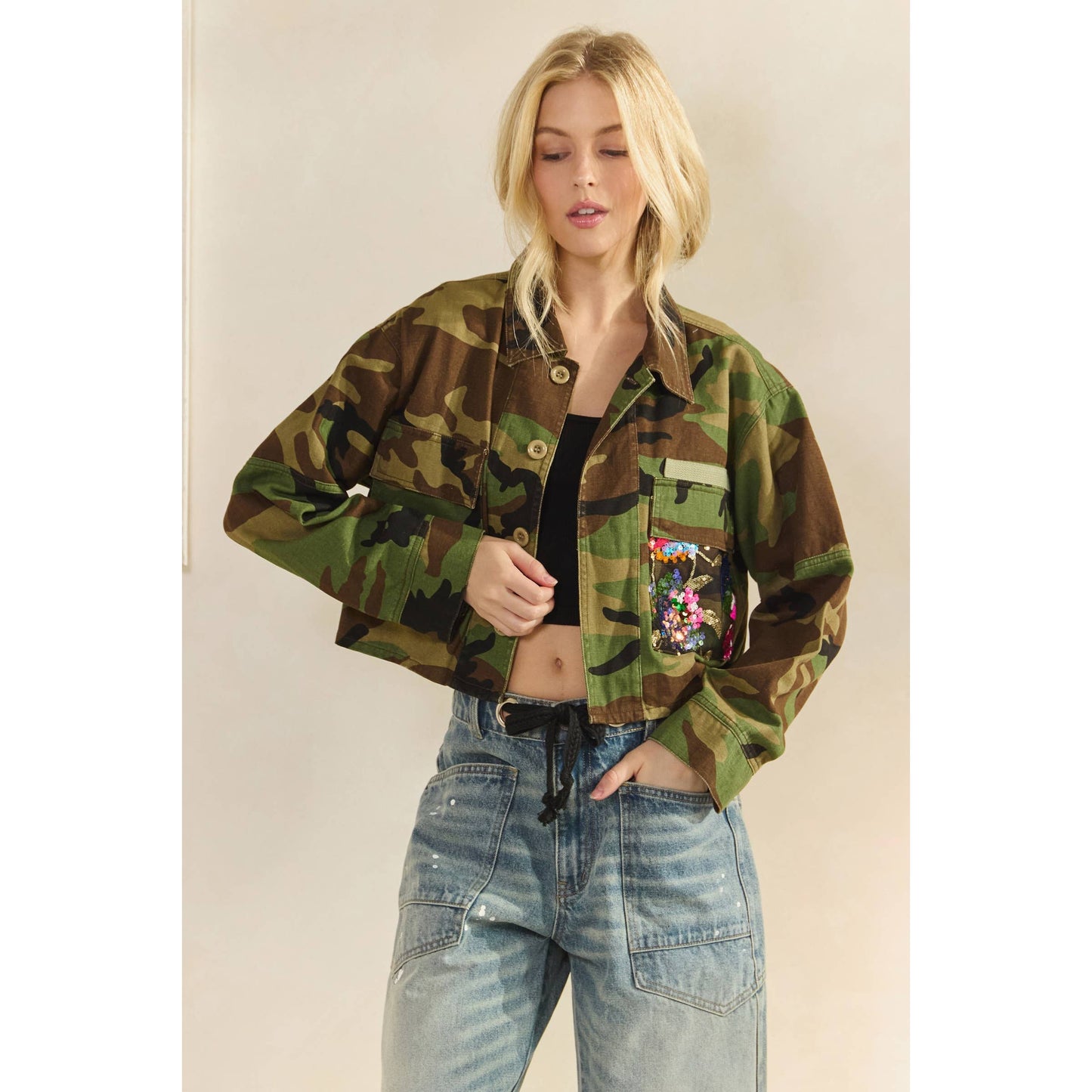 Camo Floral Contrast Jacket