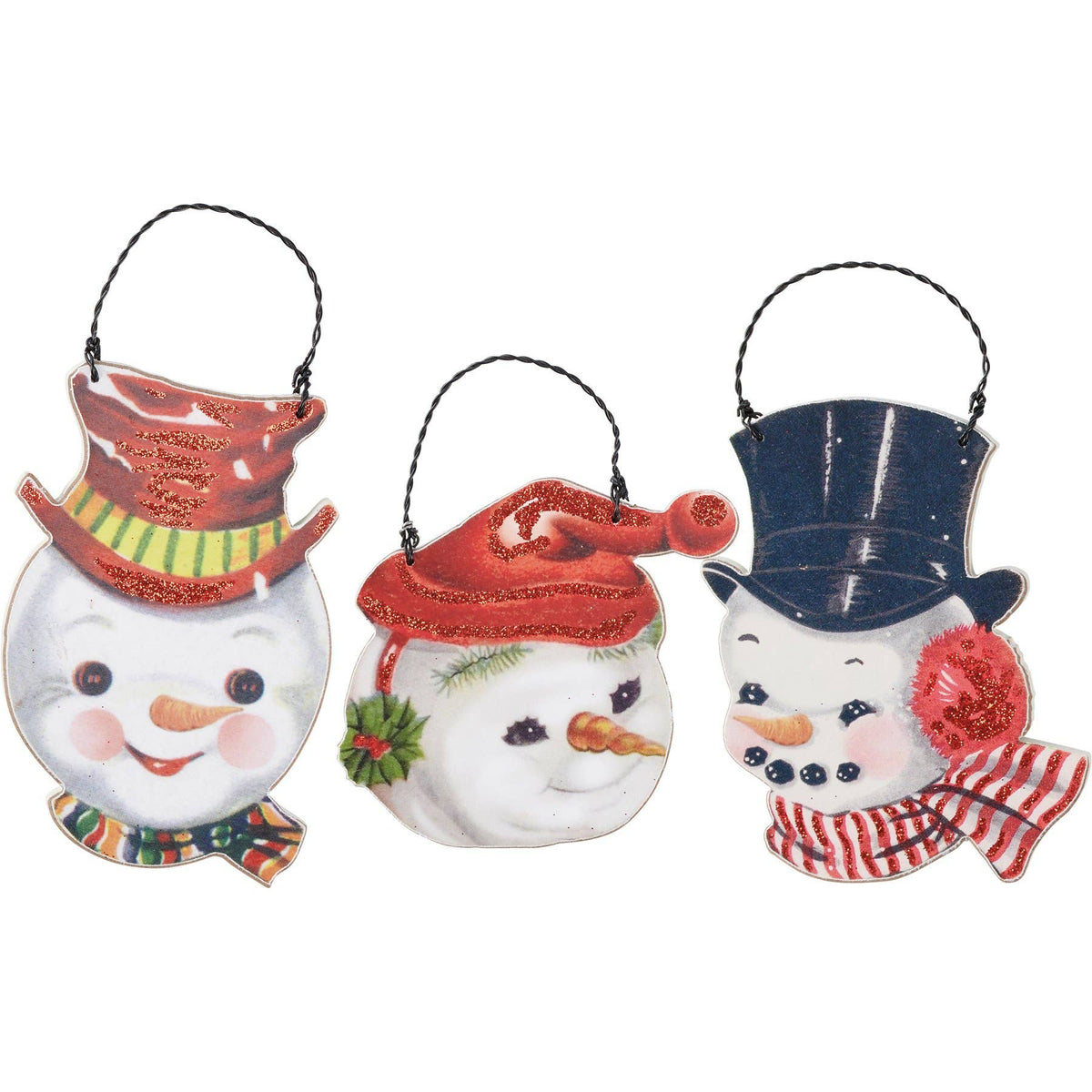 Vintage Snowmen Ornament Set