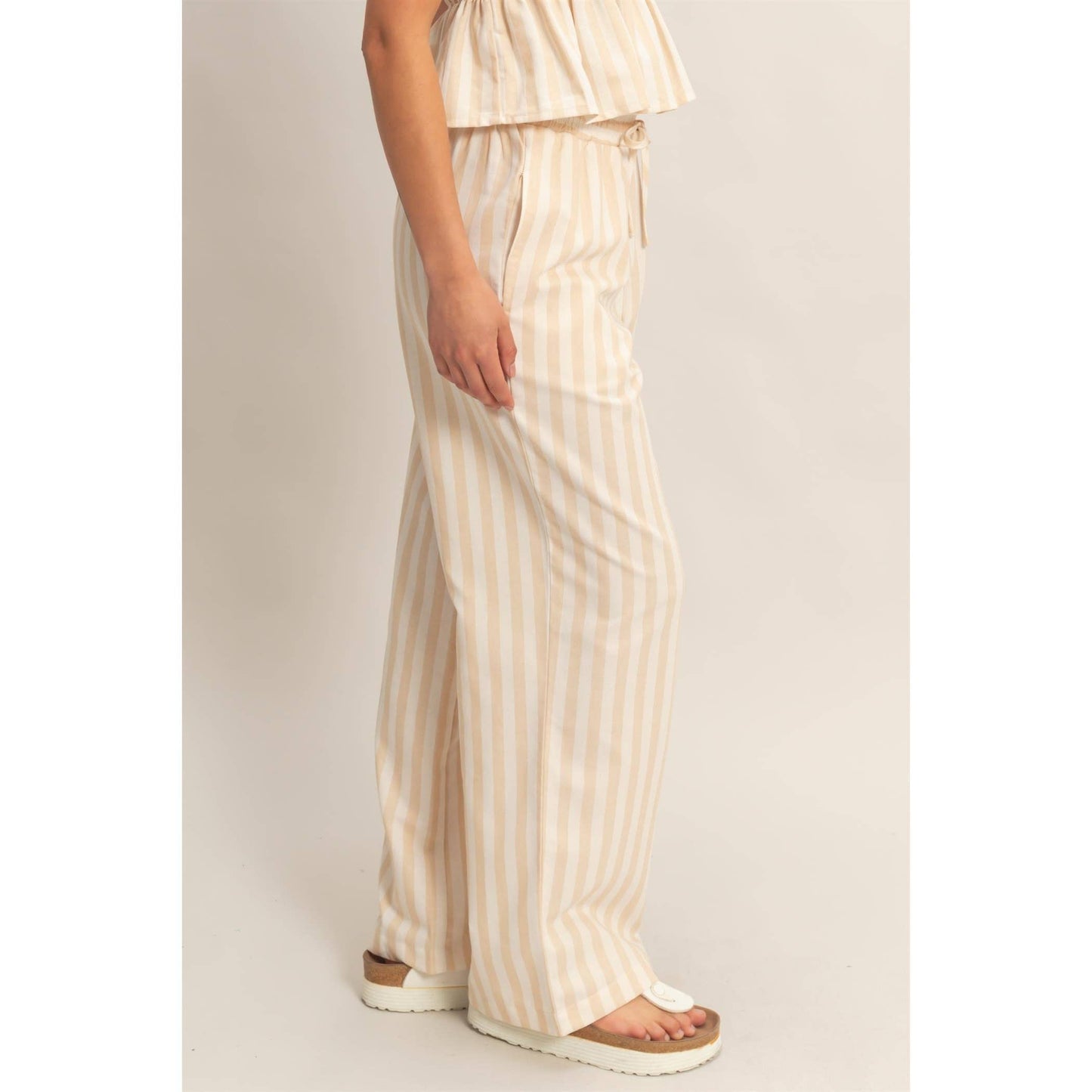 Taupe Vertical Striped Pants