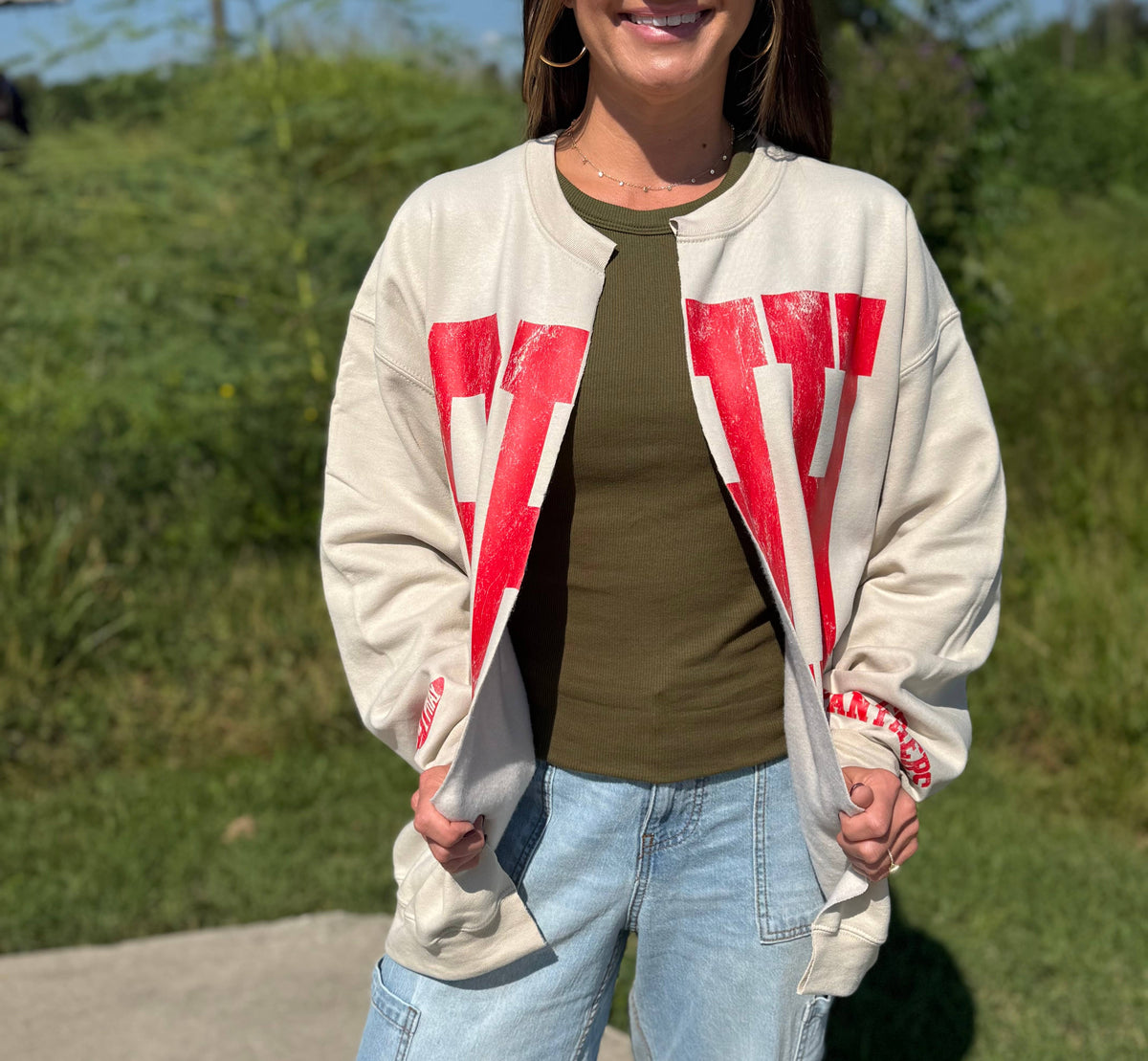 Custom #1 Fan™ | Gameday Cardigan | Football Mom Sweatshirt: M