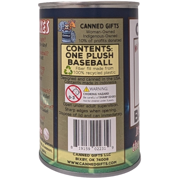 Mickey the Canned Baseball | Sports Plush in a Can w/Jokes: Foil Lid
