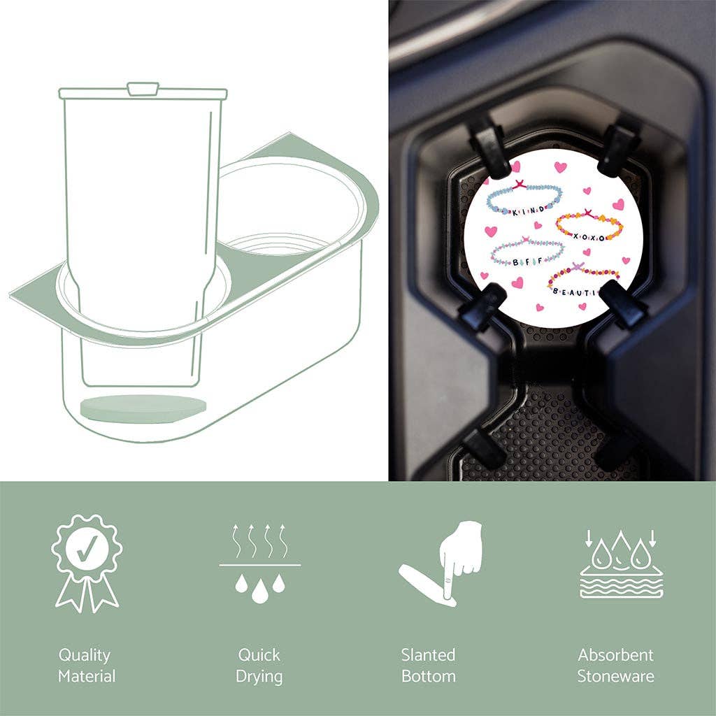 Car Coaster-Friendship Bracelet Hearts
