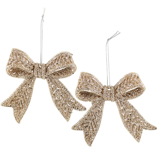 Champagne Bows Ornament Set