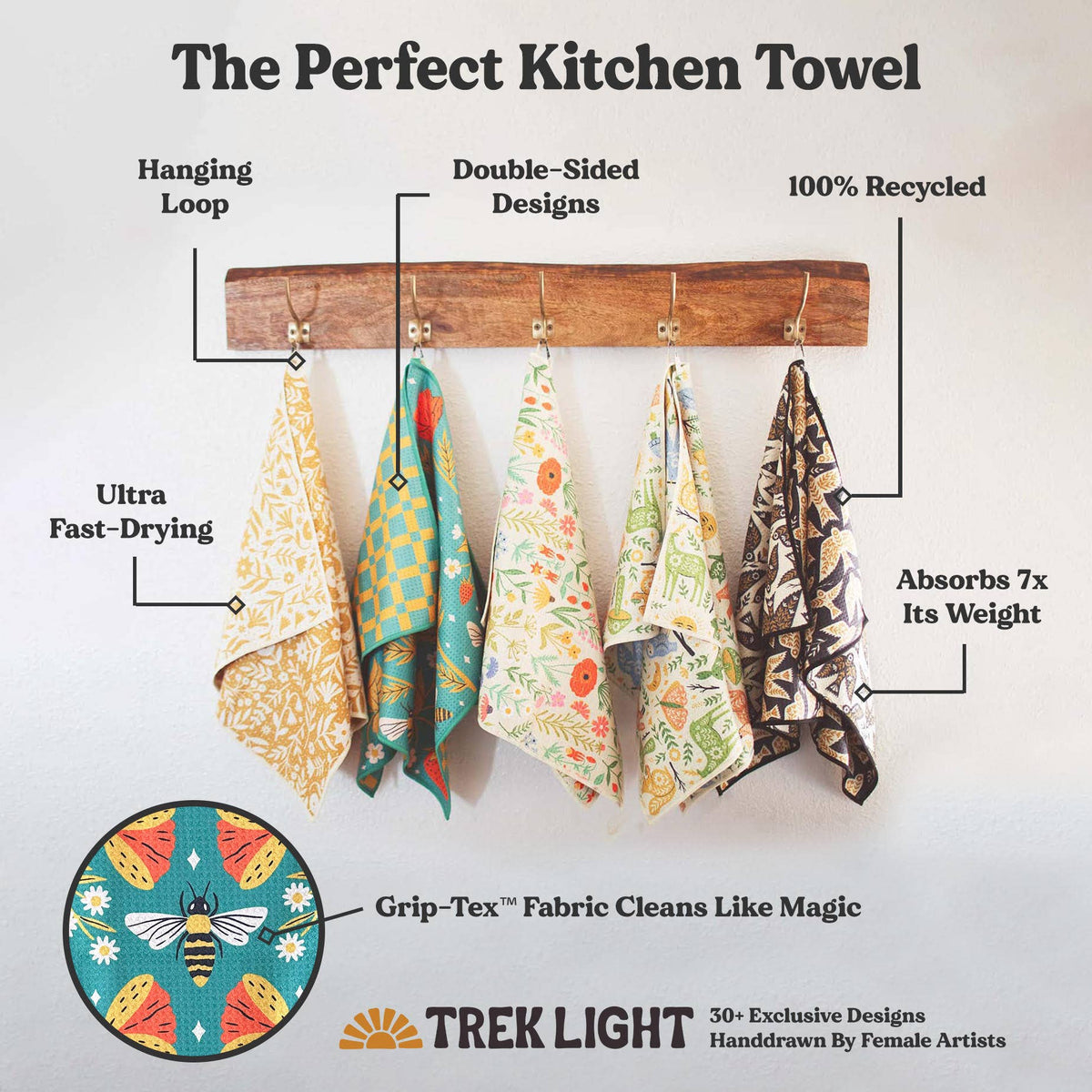 Kitchen Tea Towel Quick Dry | Christmas Bows