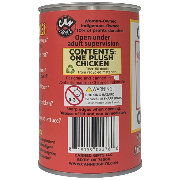 Canned Chicken | Farm Animal Plush w/Jokes | Unique Gift: Regular Lid