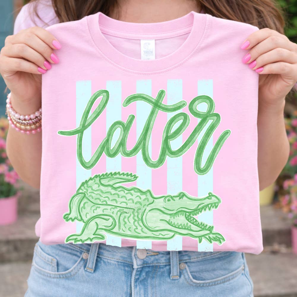 Preppy Later Gator DTF Heat Transfer: Adult / Purple