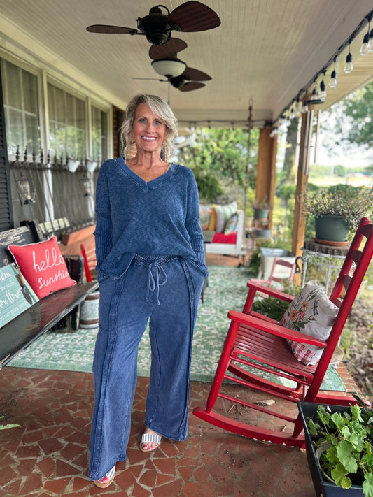 J. Her Mineral Washed Melange Sweater Top