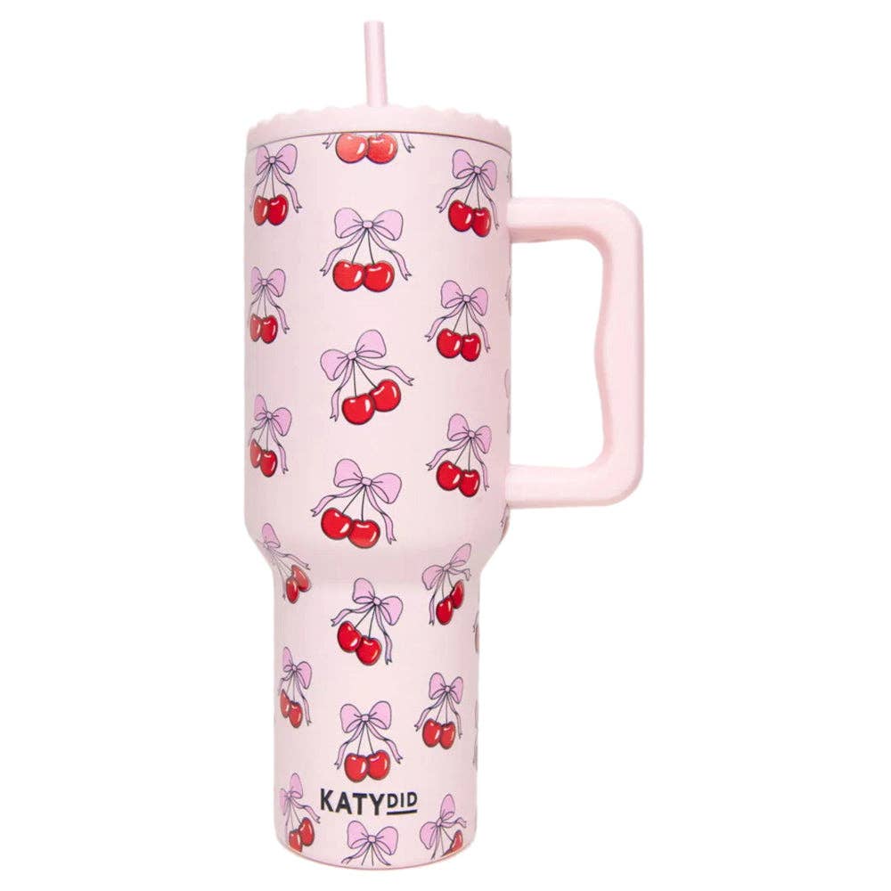 Cherry Bow Light Pink 38 oz Tumbler