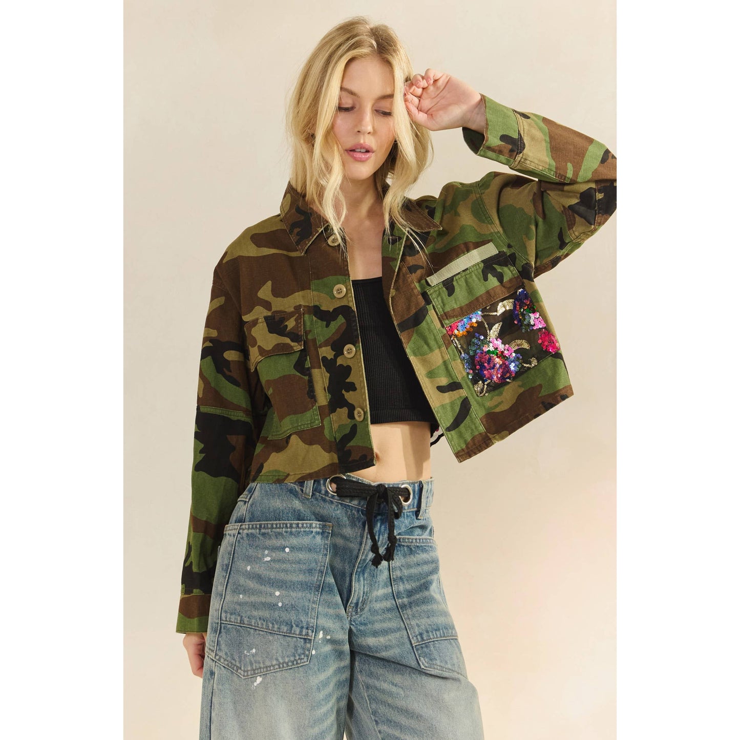 Camo Floral Contrast Jacket